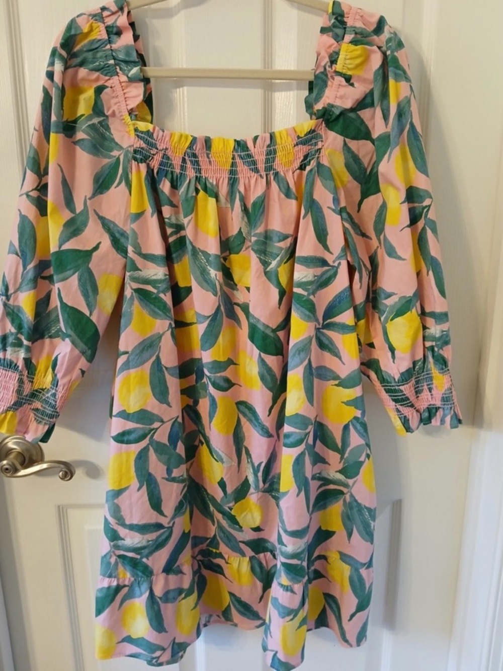 Show Me Your Mumu Lemon Print Off-Shoulder Dress